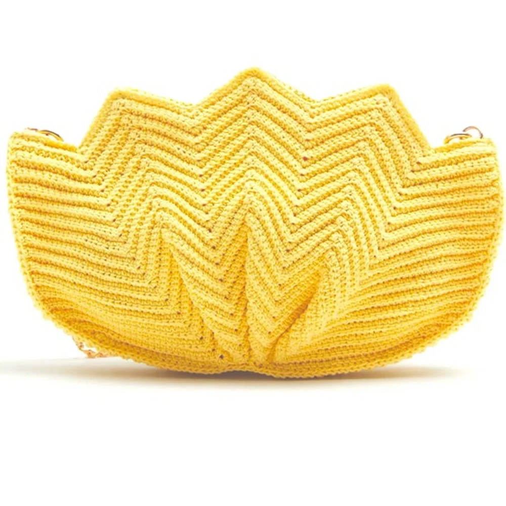 NEW! & OTHER STORIES crochet shell crossbody clutch chain bag yellow
